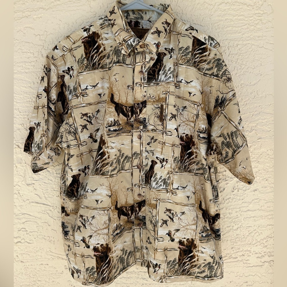 Duck Hunting Wildlife Button Up Shirt Outdoors Cabin Camp Fishing Hunting